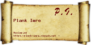 Plank Imre névjegykártya